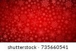 Christmas background of big and small snowflakes, white on red