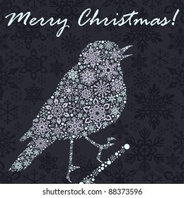 Christmas background with bird from snowflakes