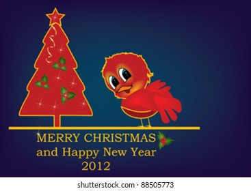 christmas background with bird and text