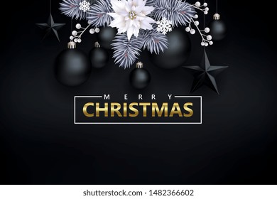Christmas background with black balls