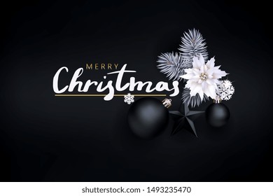 Christmas background with black balls