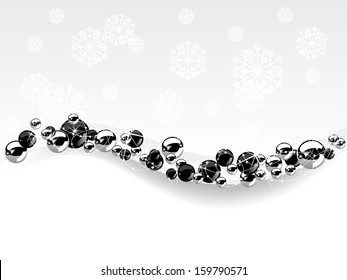 Christmas background with black and silver balls