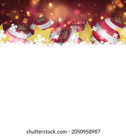 Christmas Background with blank paper. Christmas balls and abstract light
