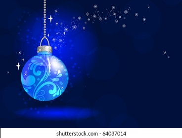 Christmas background with blue ball