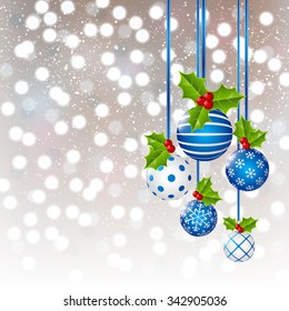 Christmas background with blue balls