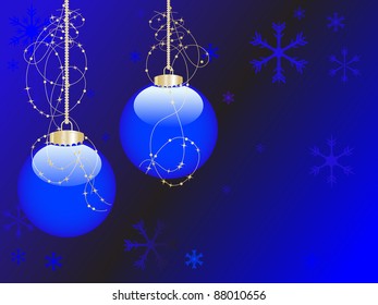 Christmas background with blue balls