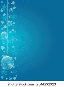 Christmas background with blue balls, Blue ornament Christmas background with balls, Vector illustration EPS10