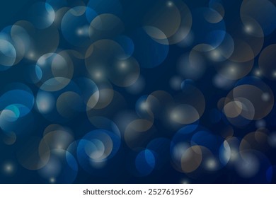 Christmas Background With Blue Bokeh Light. Happy New Year Wallpaper. Celebration Banner. Vector Illustration