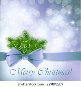 Christmas background with blue bow