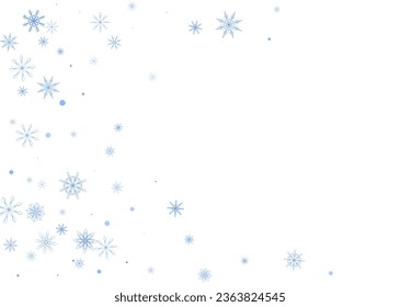 Christmas background. Blue delicate snowflakes on a white background. New Year's holiday design