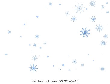 Christmas background. Blue delicate snowflakes on a white background. New Year's holiday design