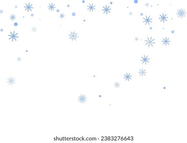 Weihnachtshintergrund. Blaue, delikate Schneeflocken auf weißem Hintergrund. Weihnachtsdesign