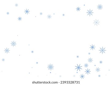 Christmas background. Blue delicate snowflakes on a white background. New Year's holiday design