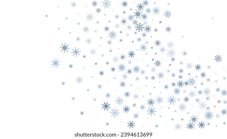 Fondo de Navidad. Deliciosos copos de nieve azules en un fondo blanco. Diseño de vacaciones de Año Nuevo