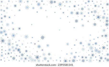 Christmas background. Blue delicate snowflakes on a white background. New Year's holiday design