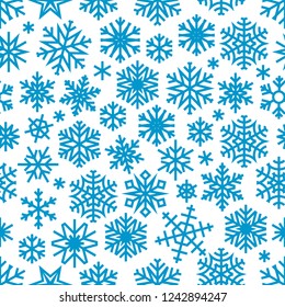 Fondo de Navidad con copos de nieve azules. Ilustración del vector