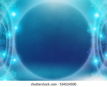 Christmas background with blue and white snowflakes in various styles. Abstract Vector
