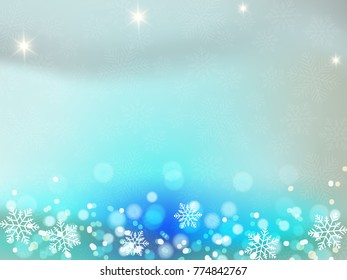 Christmas background with blue and white snowflakes in various styles. Abstract Vector Illustration. Eps10.