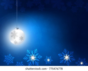 Christmas background with blue and white snowflakes in various styles. Abstract Vector Illustration. Eps10.