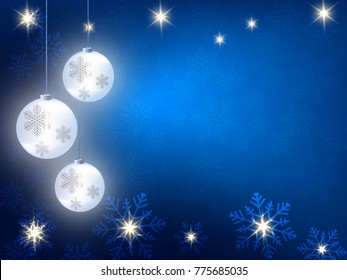 Christmas background with blue and white snowflakes in various styles. Abstract Vector Illustration. Eps10.