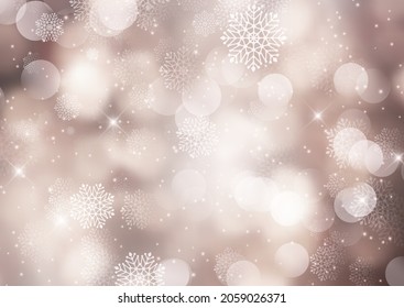 Christmas background with bokeh lights and snowflakes design