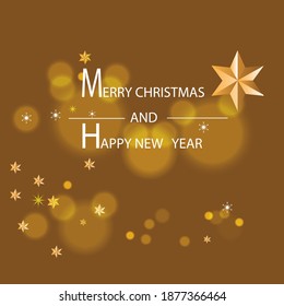 Fondo de Navidad con borde hecho de estrellas de aceite de oro y copos de nieve plateados. Chic Christmas Greet Card