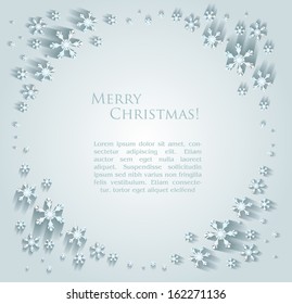 christmas background, border made of snowflakes
