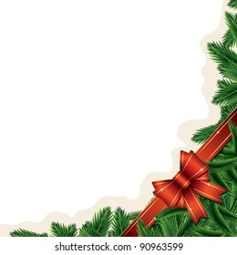 christmas background with bow and pine leaves (also available jpeg version)