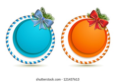 Christmas background with bow and pine tree