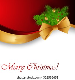 Christmas background with bow and ribbon