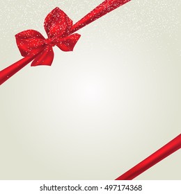 Christmas background with bow and ribbon. New Year. Vector illustration for your design.