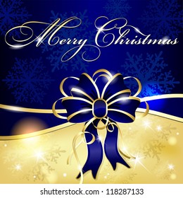 Christmas background with bow and snowflakes - vector file