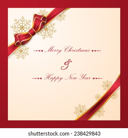 Christmas background with bow. vector illustration