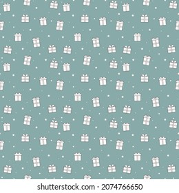 Christmas background with box of presents. Seamless pattern. Vector