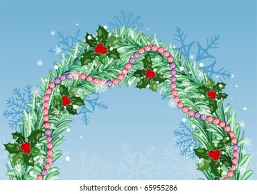 Christmas background with branch fir, element for design, vector illustration