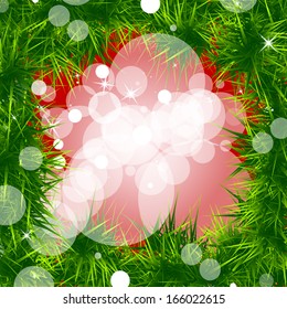 Christmas background with branch of tree and snow