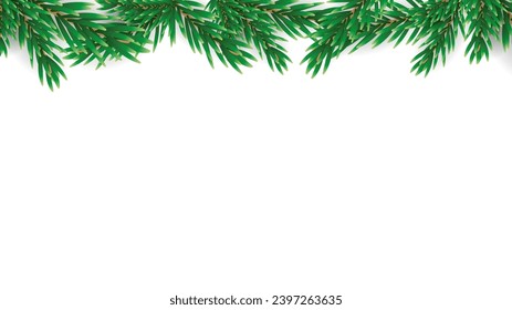 Fondo de Navidad con ramas navideñas y estrella aislada en fondo blanco con espacio de copia para texto, ilustración Vector EPS 10