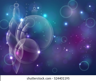 Christmas background. Bright bokeh. Glass ball Vector