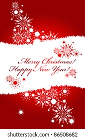 Christmas background. Bright celebratory banner with design of snowflakes and a place for your information.