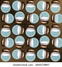 Christmas background with brown gradient and transparent snow balls
