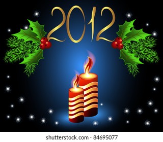 Christmas background with burning candles