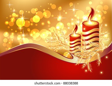 Christmas background with burning candles