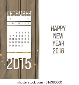 Christmas background with calendar for December 2015 vector illustration