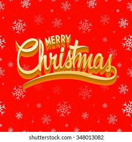Christmas Background with Calligraphy. Vector Greeting Card with Snowflakes
