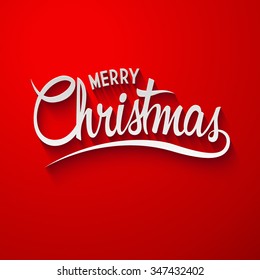 Christmas Background with Calligraphy. Vector Red Greeting Card