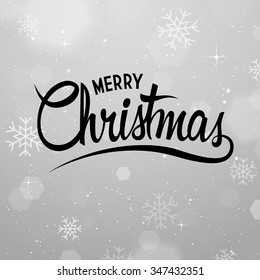 Christmas Background with Calligraphy. Vector Silver Greeting Card