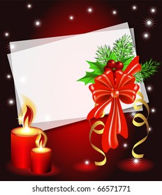 Christmas background with candle and paper