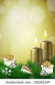Christmas background with candles and empty space vector illustration