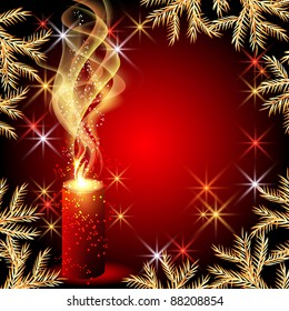Christmas background with candles and stars