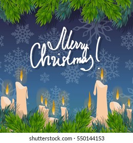 Christmas background with candles and wreath